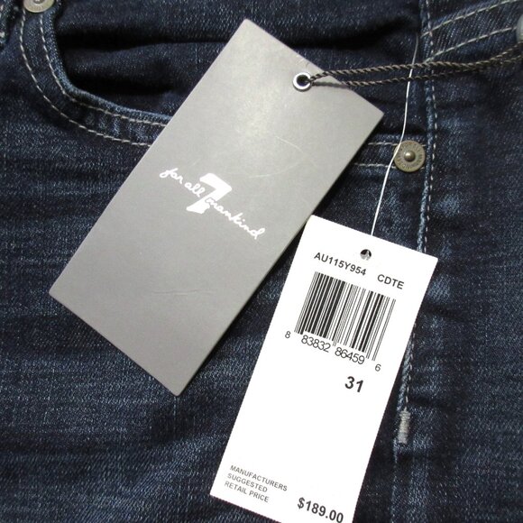 NWT 7 For All Mankind Dojo '7' Pocket Distressed Trouser Flare Jeans 31 x 34 ½ - Picture 3 of 7